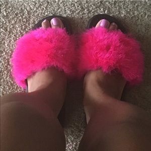 Nike fur slides